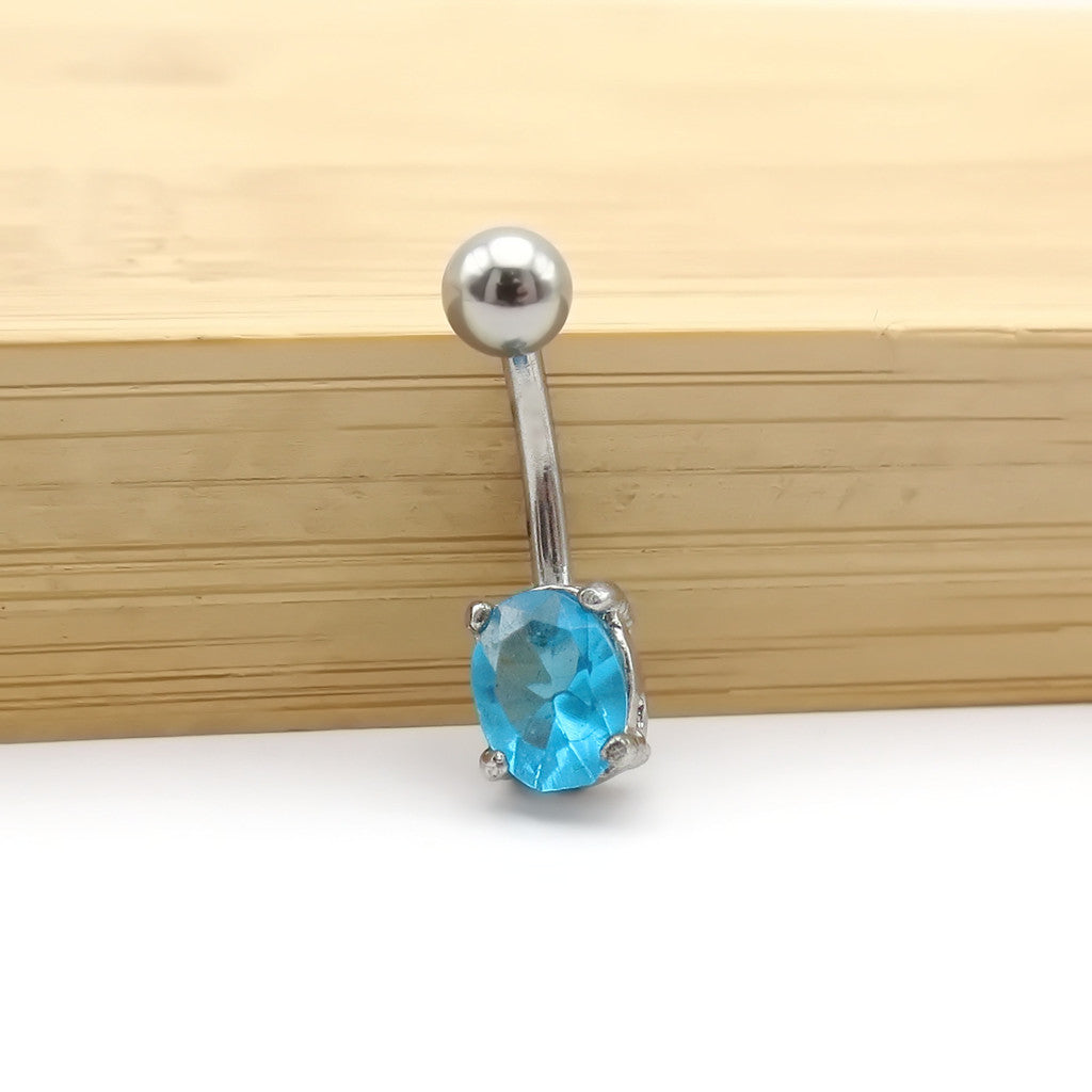 Oval CZ Belly Button Rings-Belly Rings-3-Glitters