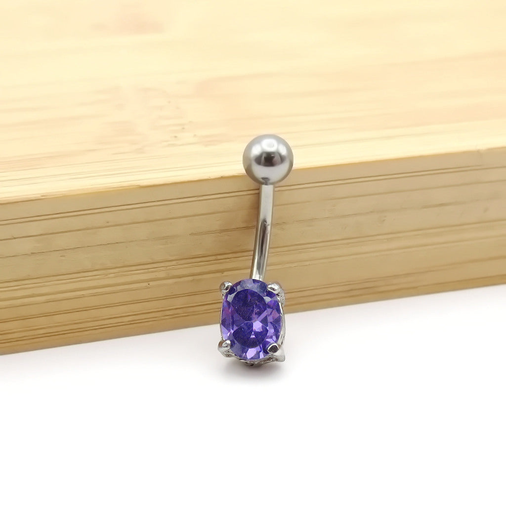 Oval CZ Belly Button Rings-Belly Rings-5-Glitters