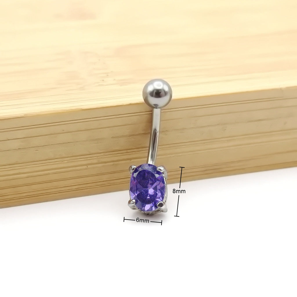 Oval CZ Belly Button Rings-Belly Rings-6-Glitters