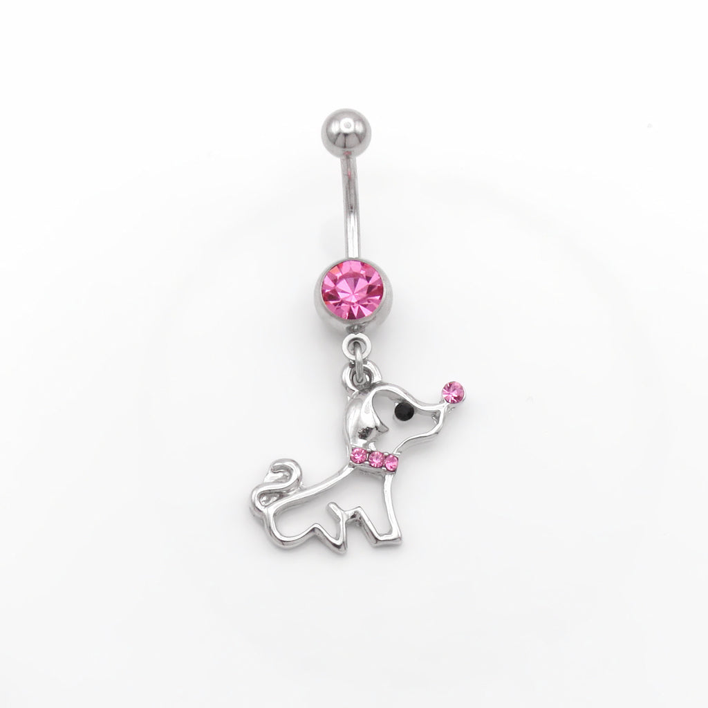 Dog Dangle Belly Button Ring-Belly Rings-2-Glitters