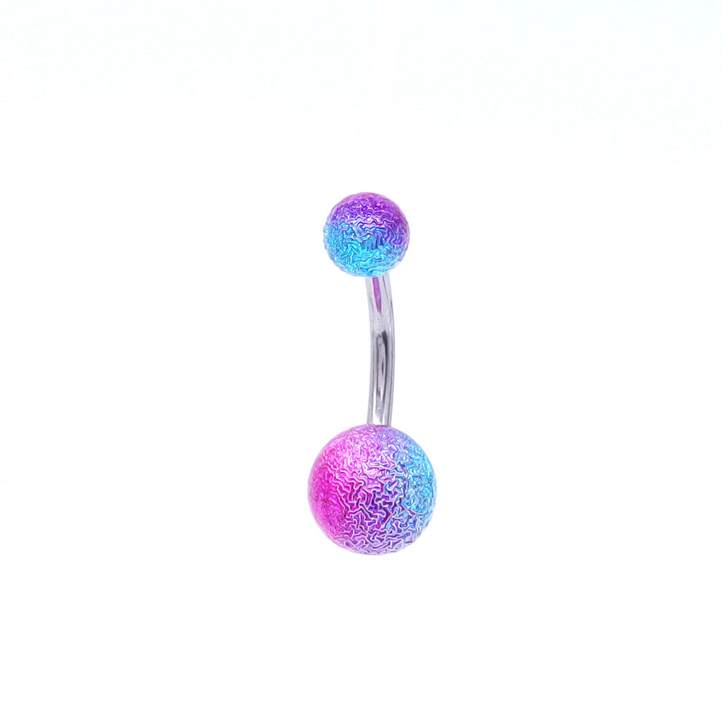 Multi Colour Acrylic Balls Belly Button Navel Ring - Aqua/Hot Pink-Belly Rings-1-Glitters