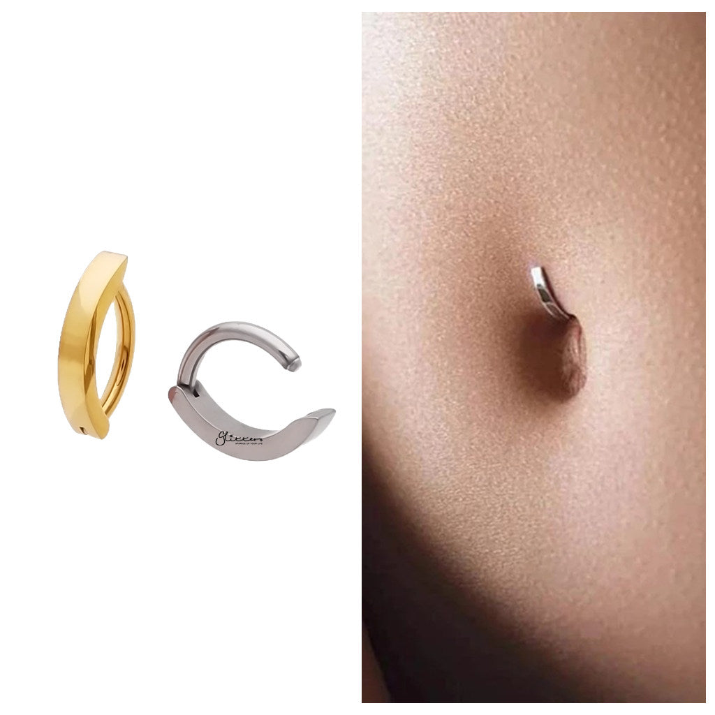 Titanium Hinged Belly Button Navel Ring - Gold-Belly Rings-2-Glitters