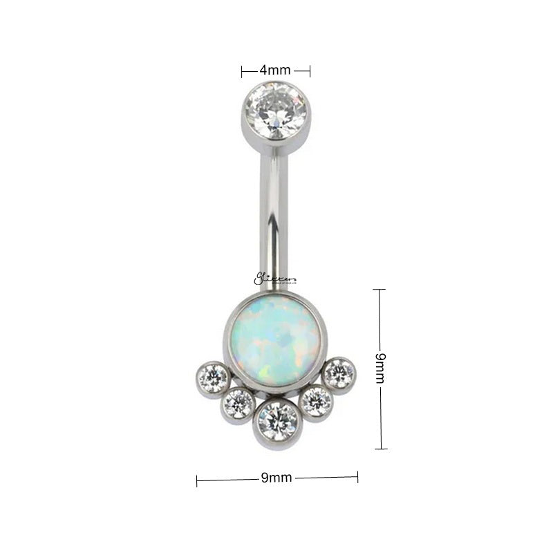 Titanium Internally Threaded Opal Belly Button Ring-Belly Rings-3-Glitters