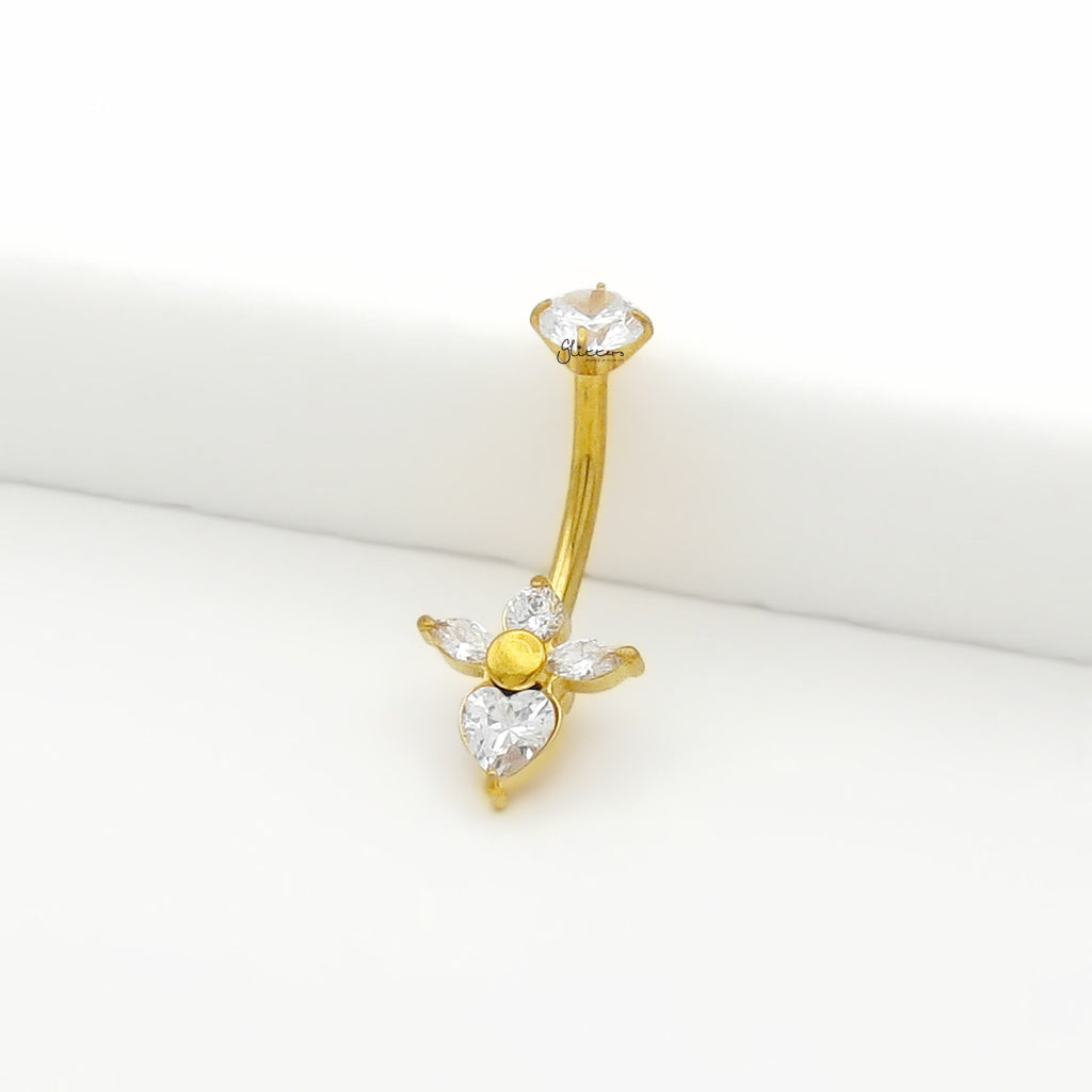 CZ Angel Belly Button Navel Ring - Gold-Belly Rings-3-Glitters