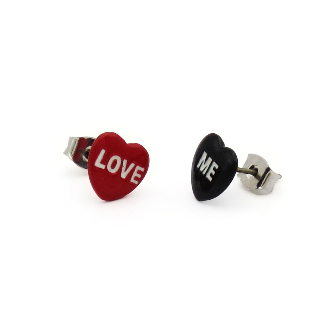 Colorful Heart Shape “ LOVE ME" Stud Earrings-Stud Earrings-2-Glitters