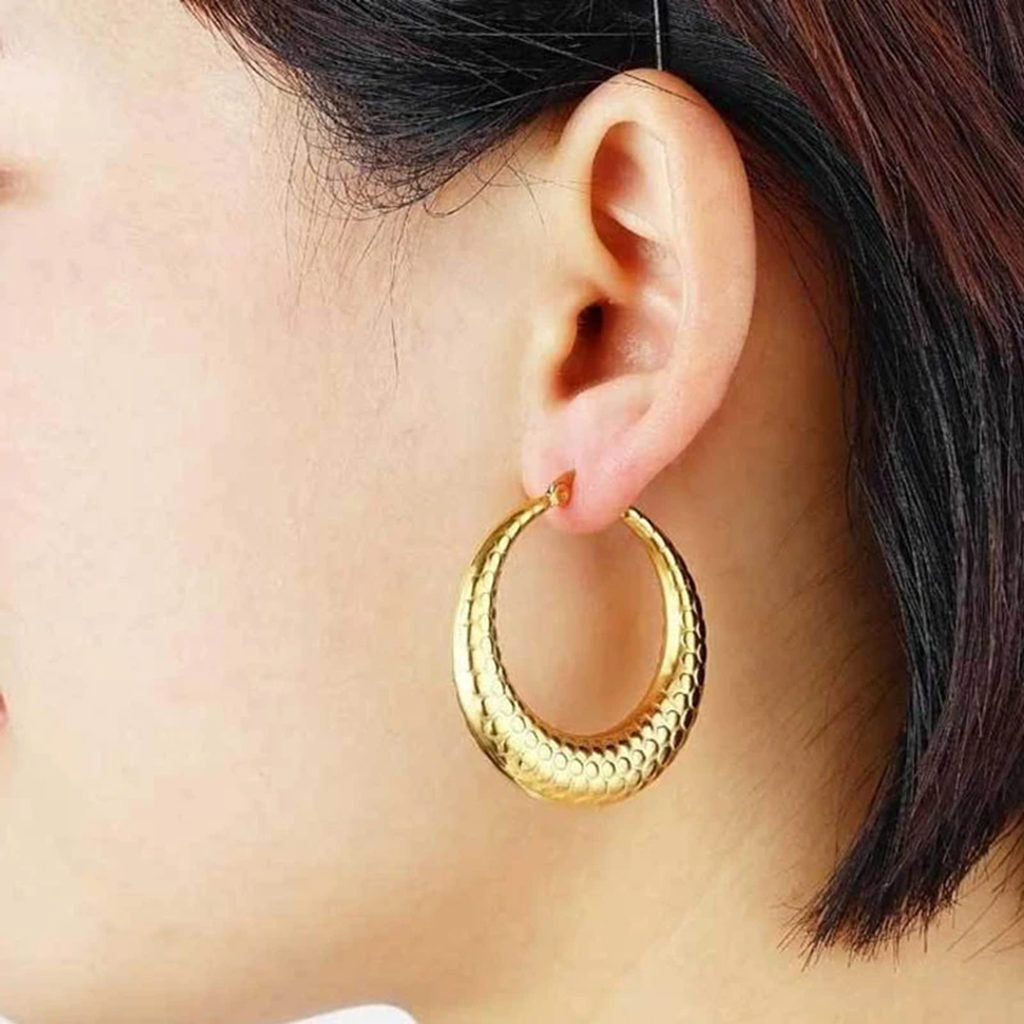 Stainless Steel Chunky Hoop Earrings - Gold-Earrings-2-Glitters