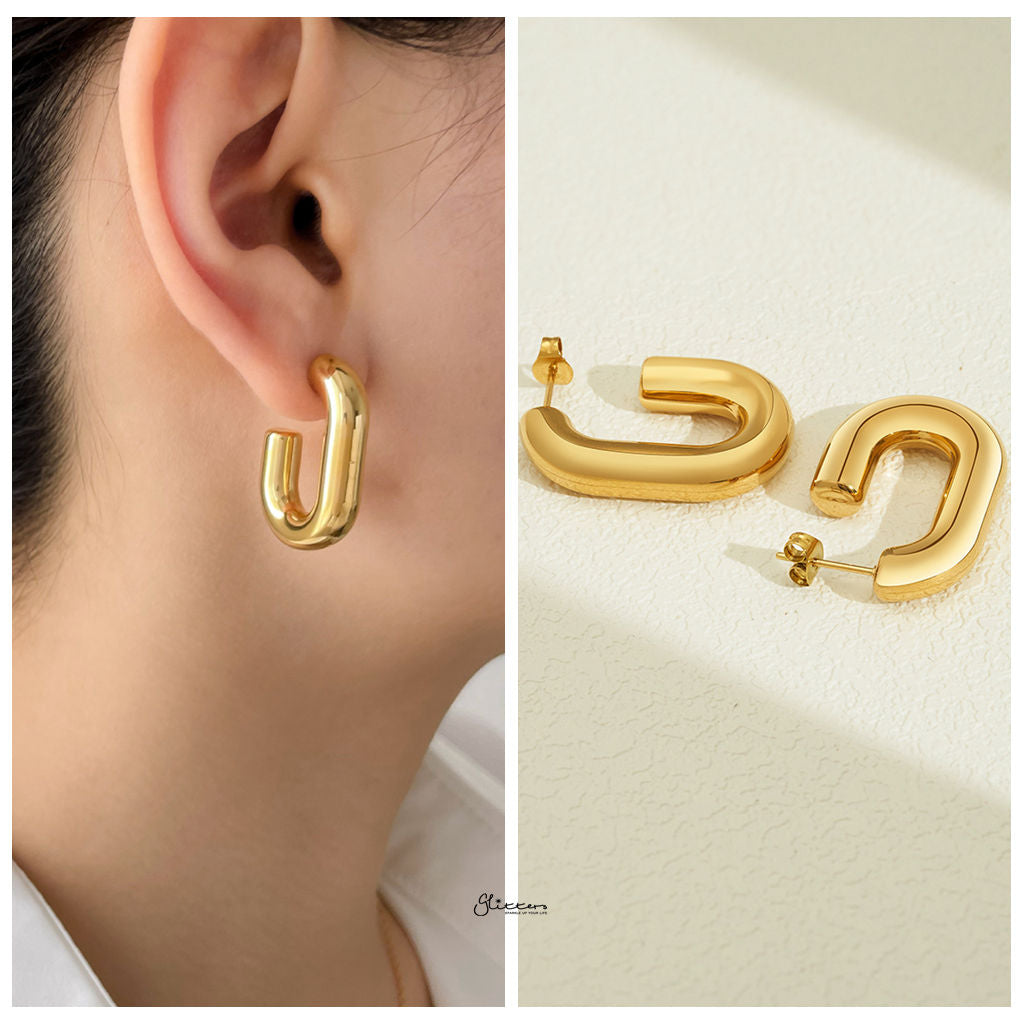 Stainless Steel G Shape Earrings - Gold-Earrings-2-Glitters