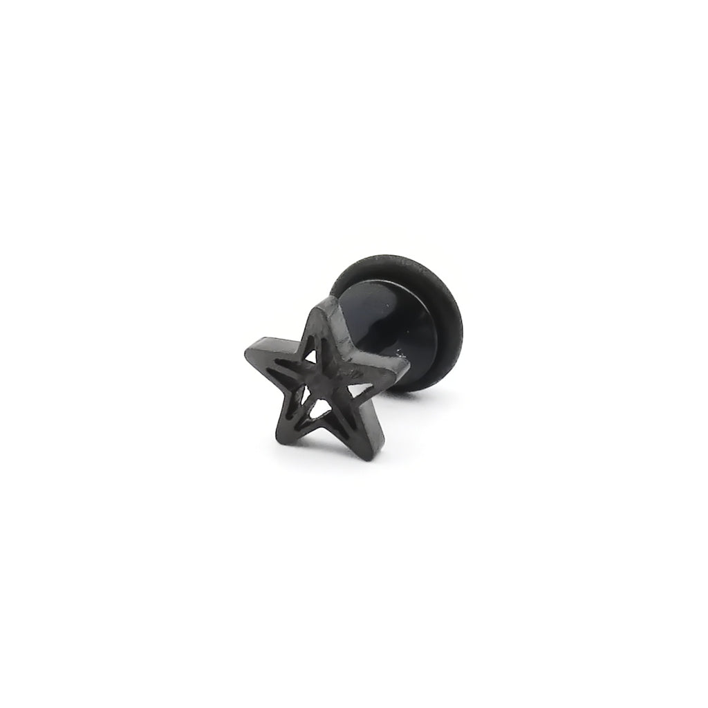 Stainless Steel Cutout Star Fake Plug Earring