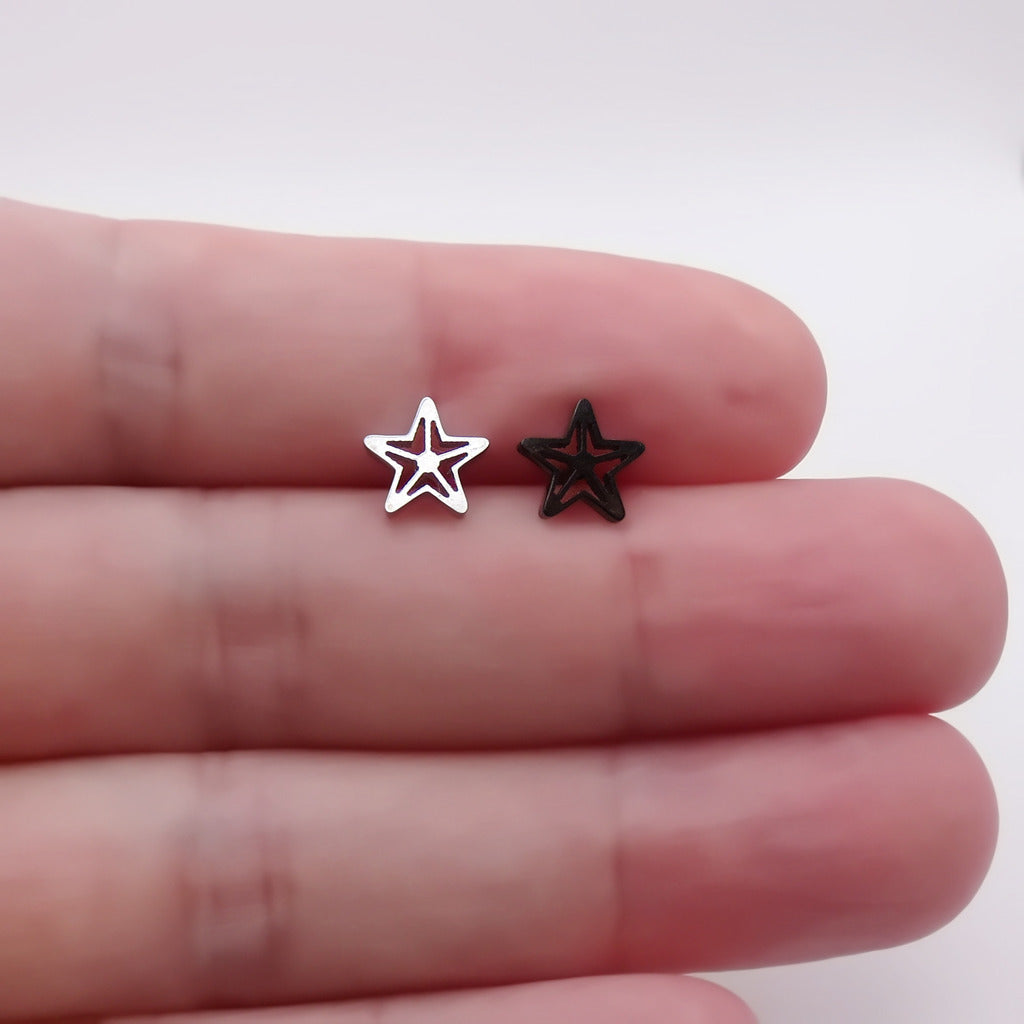 Stainless Steel Cutout Star Fake Plug Earring