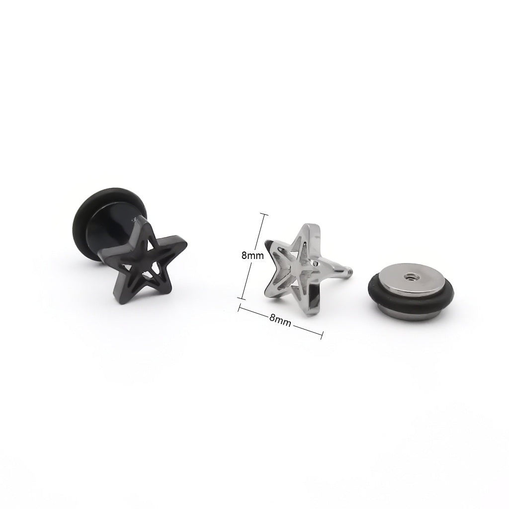 Stainless Steel Cutout Star Fake Plug Earring