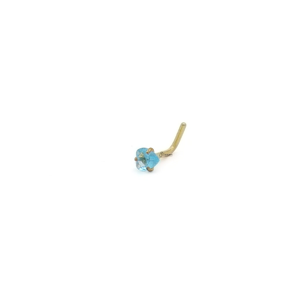 3mm Aqua Heart C.Z L Bend Nose Stud-Nose Studs-3-Glitters
