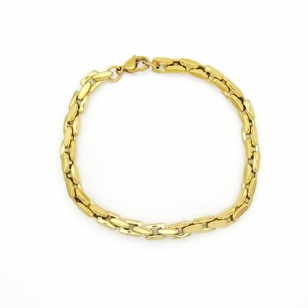Stainless Steel Box Link Chain Bracelet - Gold-Stainless Steel Bracelets-1-Glitters
