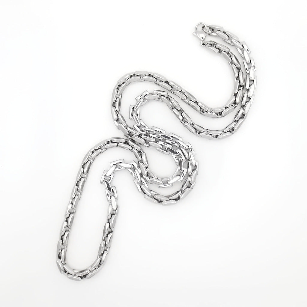 Stainless Steel Box Link Chain Necklace - Silver-Stainless Steel Chains-1-Glitters