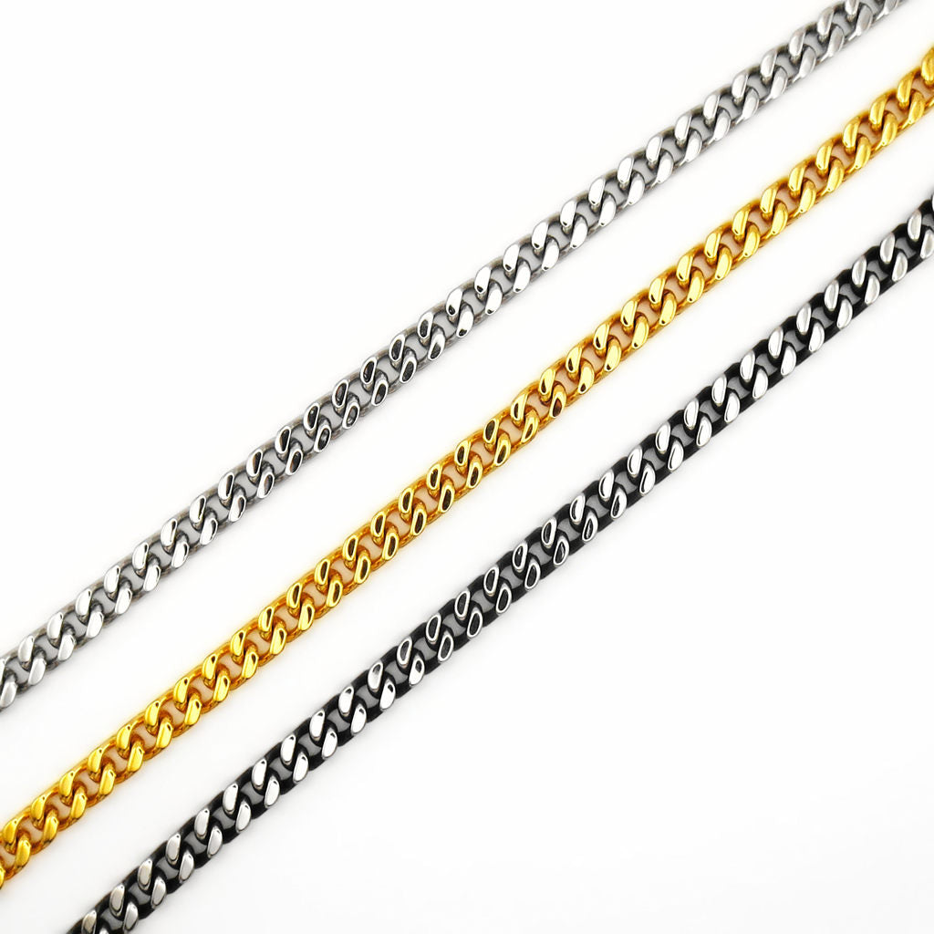 Stainless Steel 6mm Curb Link Chain Necklace - Gunmetal Black-Stainless Steel Chains-4-Glitters