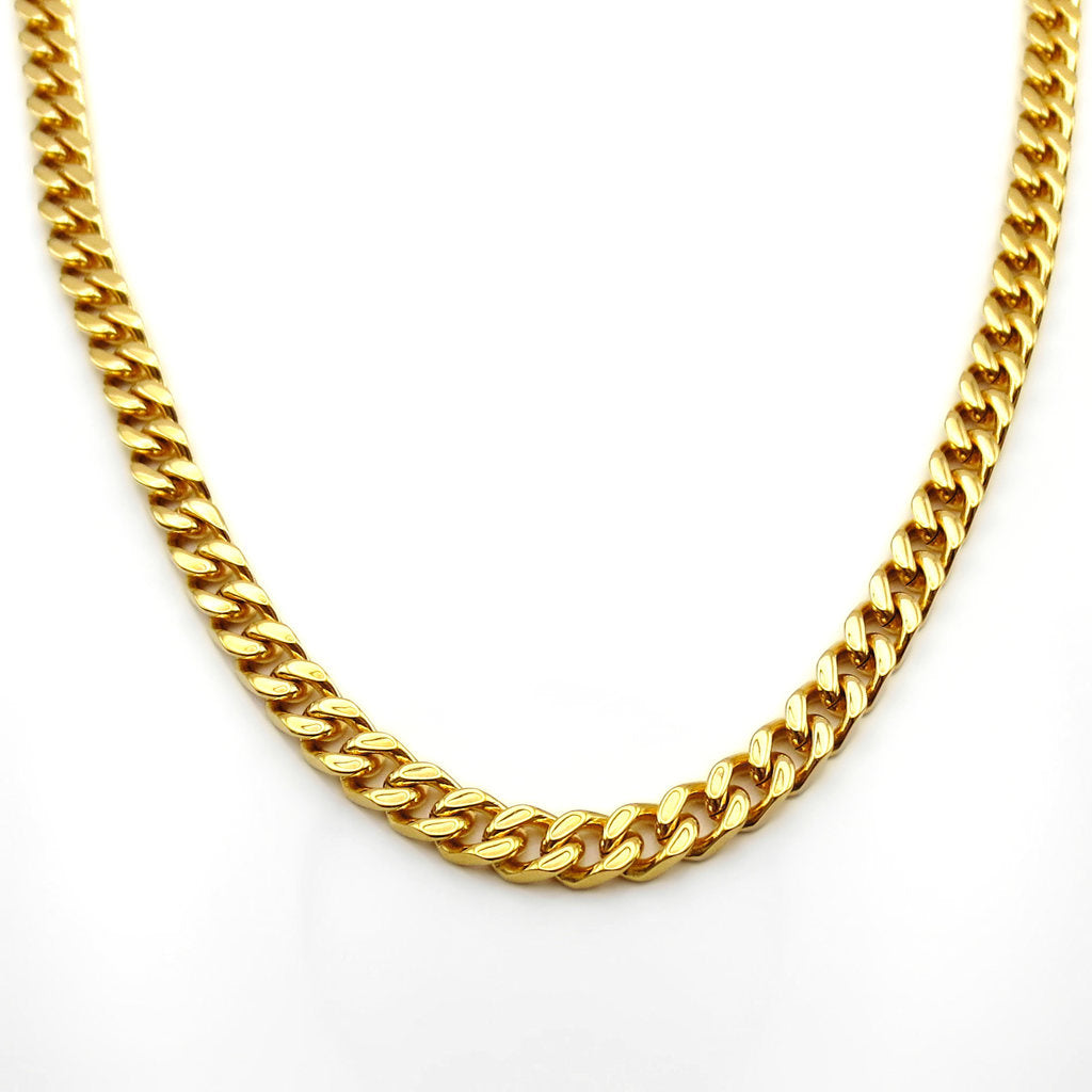 Stainless Steel 6mm Curb Link Chain Necklace - Gold-Stainless Steel Chains-1-Glitters