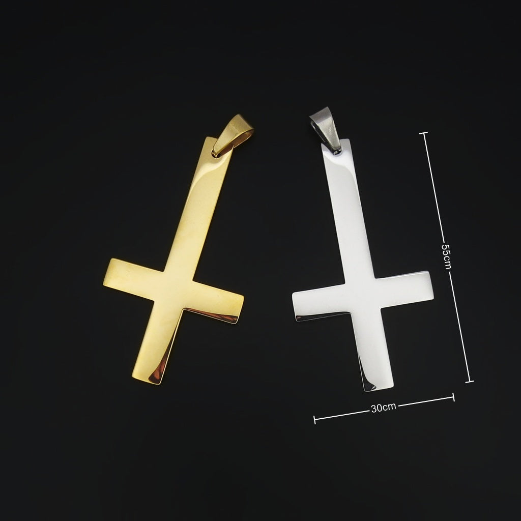 Stainless Steel Inverted Cross Pendant - Silver