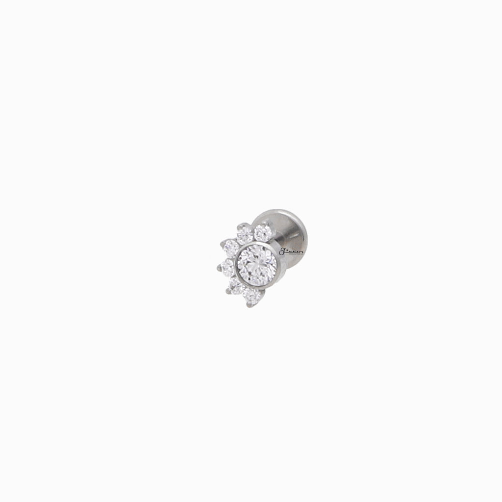 7 CZ Cluster Top Titanium Flat Back Stud-Tragus | Cartilage | Daith | Conch-1-Glitters