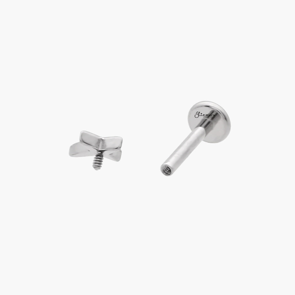 Cross Top Internally Threaded Titanium Flat Back Stud-Tragus | Cartilage | Daith | Conch-3-Glitters