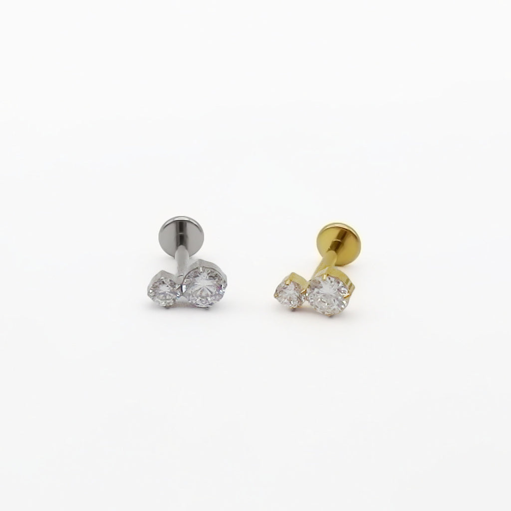 2 CZ Top Internally Threaded Titanium Flat Back Stud Earring-Tragus | Cartilage | Daith | Conch-6-Glitters