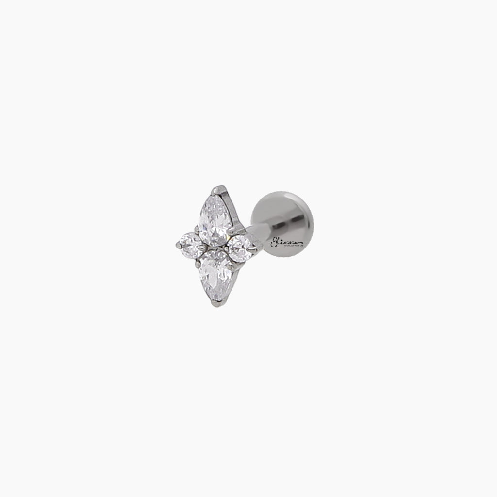 CZ Star Top Internally Threaded Titanium Flat Back Stud-Tragus | Cartilage | Daith | Conch-1-Glitters