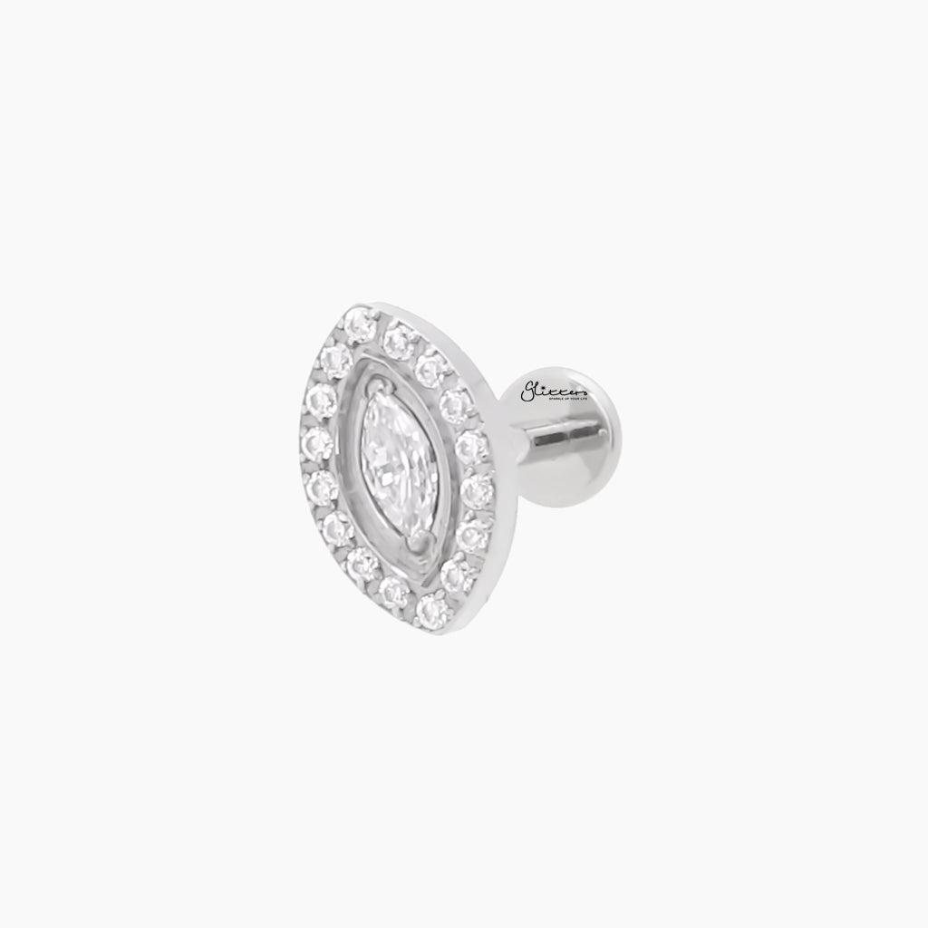 CZ Eye Top Internally Threaded Titanium Flat Back Stud-Tragus | Cartilage | Daith | Conch-2-Glitters