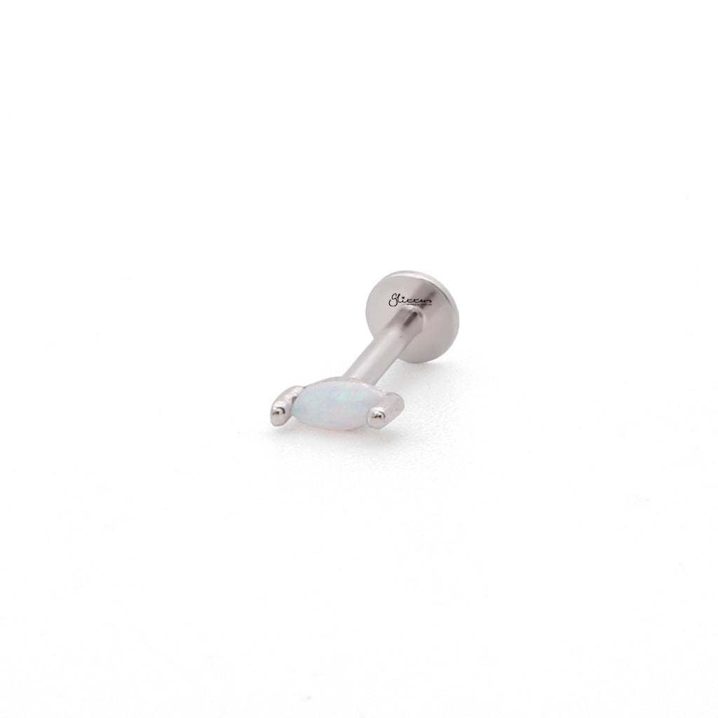 Sterling Silver Marquise Opal Flat Back Stud Earrings-Tragus | Cartilage | Daith | Conch-3-Glitters