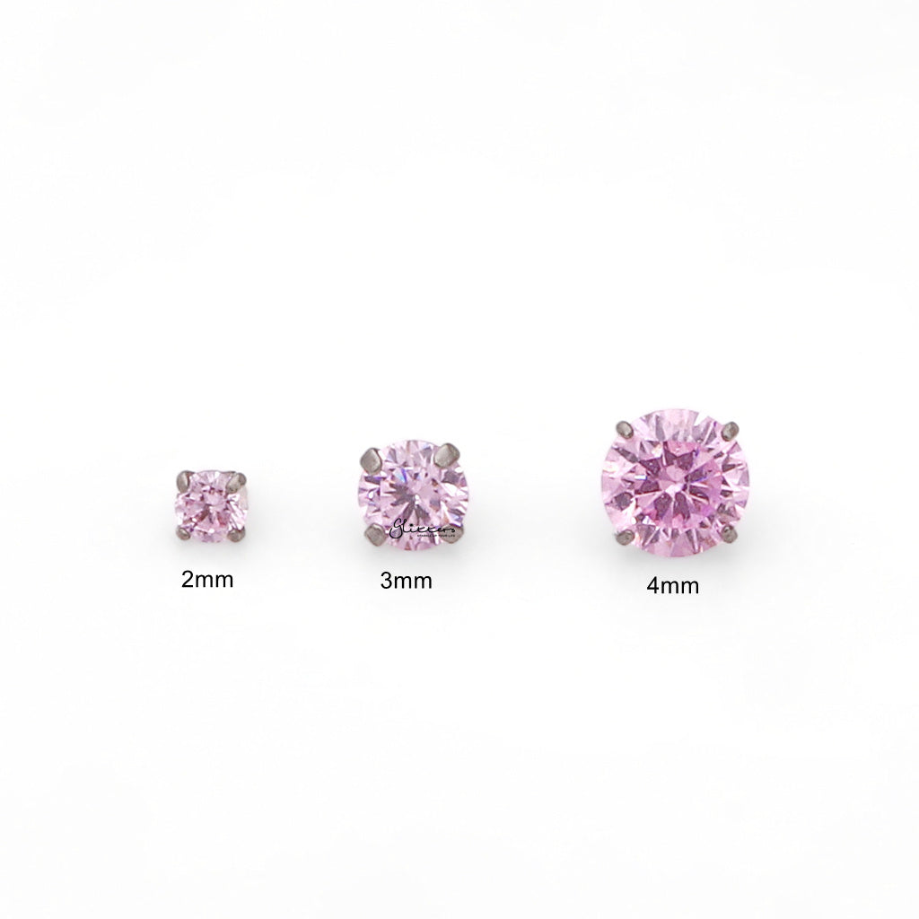 Titanium Internally Threaded Replacement CZ Top - Pink-Parts-3-Glitters