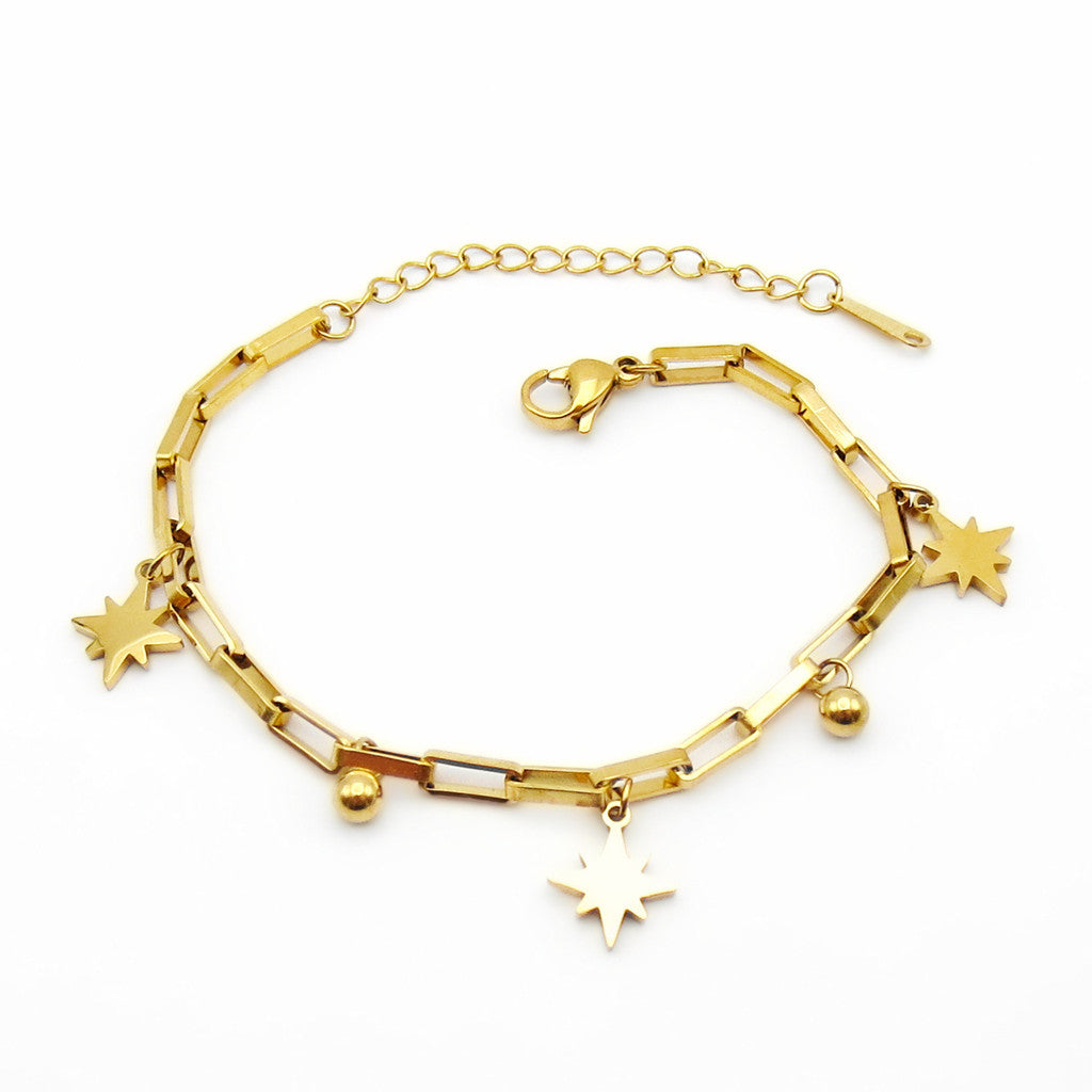 Stainless Steel Starburst Charm Bracelet-Stainless Steel Bracelets-2-Glitters