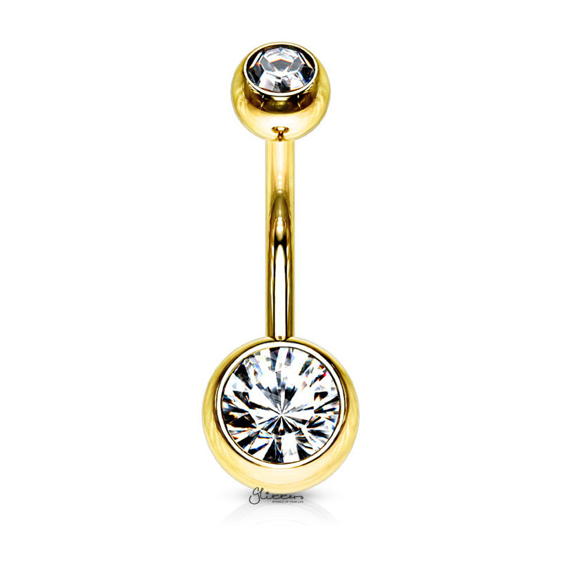 Gold I.P Double Gems Belly Button Navel Rings-Belly Ring, Body Piercing Jewellery-BJ0058-C1_800-Glitters