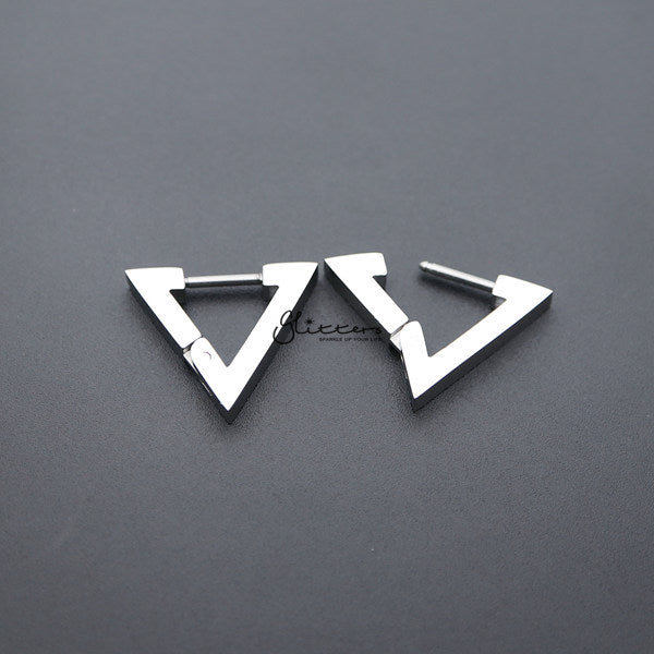 Stainless Steel Triangle Huggie Hoop Men's Earrings-earrings, Hoop Earrings, Huggie Earrings, Jewellery, Men's Earrings, Men's Jewellery, Stainless Steel-ER0121_Triangle_02-Glitters