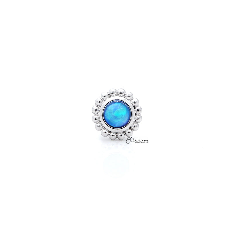 Opal Blue Tragus Barbell - Ball End | Flat Back-Body Piercing Jewellery, Cartilage, Flat back, Jewellery, Tragus, Women's Earrings, Women's Jewellery-FP0020-Opal-B_01-Glitters