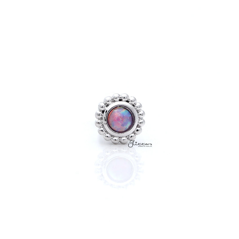 Opal Purple Tragus Barbell - Ball End | Flat Back-Body Piercing Jewellery, Cartilage, Flat back, Jewellery, Tragus, Women's Earrings, Women's Jewellery-FP0020-Opal-purple_01-Glitters