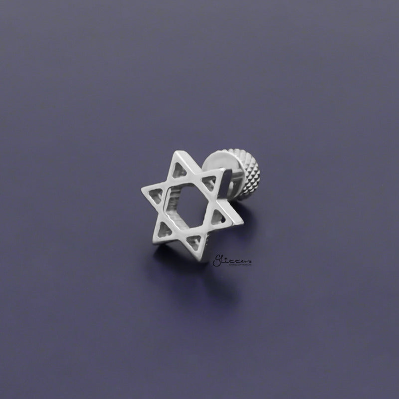 Star of David Fake Plug Earring-Body Piercing Jewellery, earrings, Fake Plug, Jewellery, Men's Earrings, Men's Jewellery, Stainless Steel-FP0169-1_1-Glitters