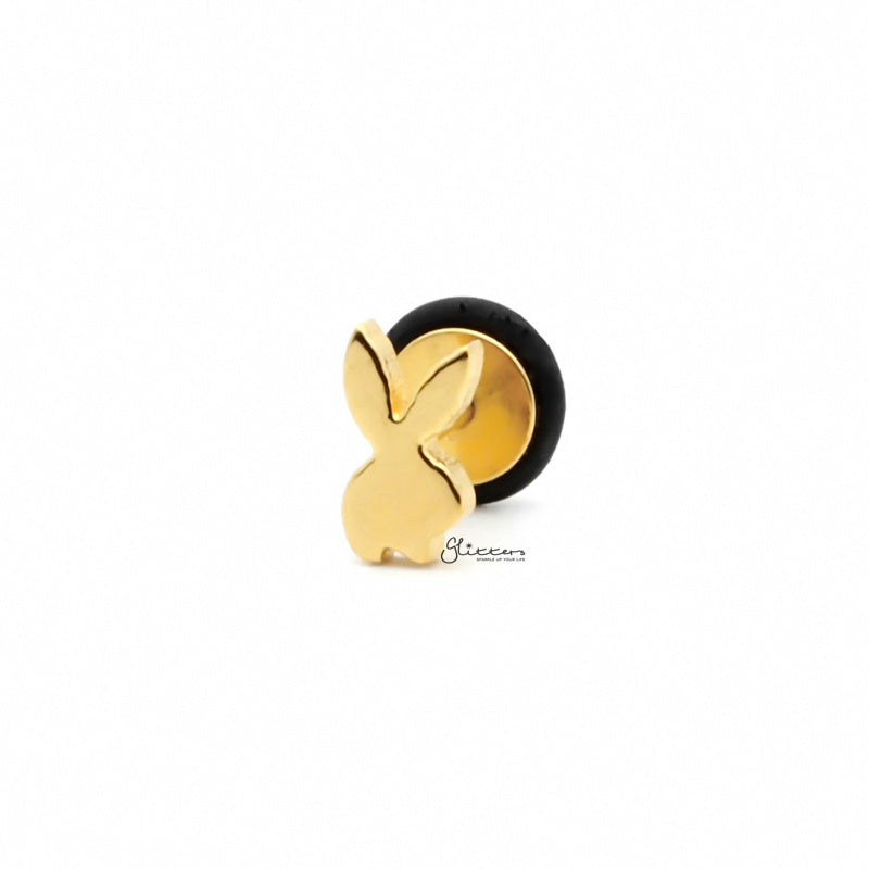 Stainless Steel Bunny Head Fake Plug Earring - Gold-Body Piercing Jewellery, earrings, Fake Plug, Jewellery, Men's Earrings, Men's Jewellery, Stainless Steel-FP0192-G1_1-Glitters