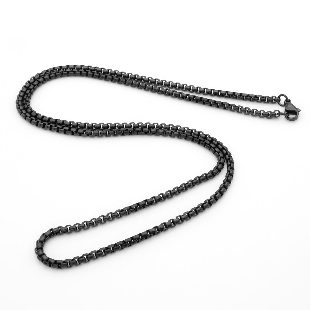 Stainless Steel 3mm Classic Rolo Cable Chain - Black-Chain Necklaces, Jewellery, Men's Chain, Men's Jewellery, Men's Necklace, Necklaces, New, Pendant Chain, Stainless Steel, Stainless Steel Chain-SC0108-2_1-Glitters