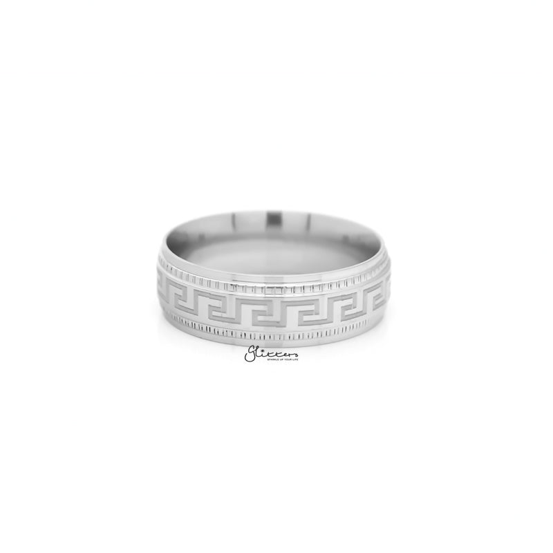 Stainless Steel Greek Key Pattern Band Ring-Jewellery, Men's Jewellery, Men's Rings, Rings, Stainless Steel, Stainless Steel Rings-SR0282-3_800-Glitters