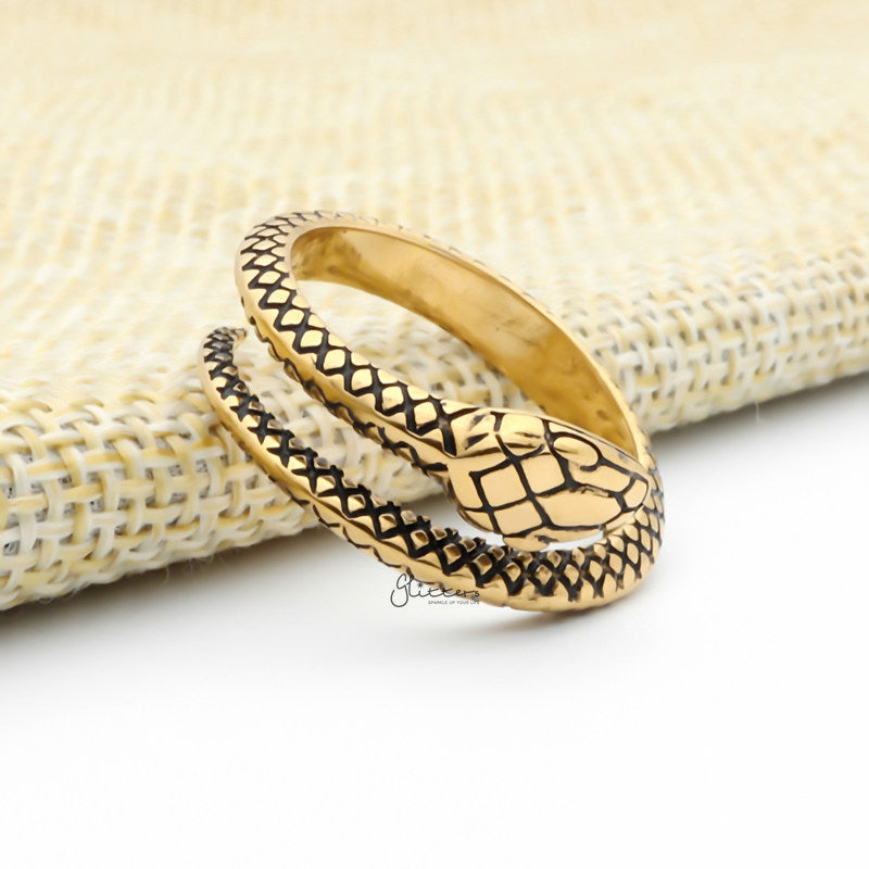 Stainless Steel Snake Ring - Gold-Jewellery, Men's Jewellery, Men's Rings, Rings, Stainless Steel, Stainless Steel Rings, Women's Rings-SR0285-4_800-Glitters