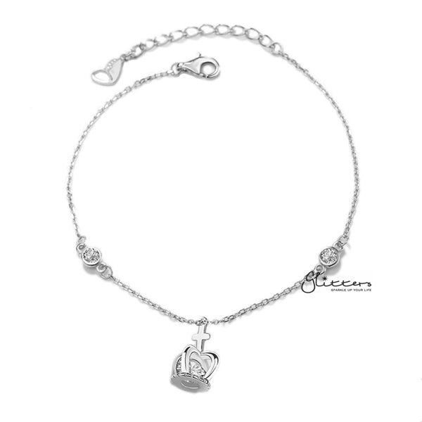 Sterling Silver Crown with C.Z Women's Bracelet-Bracelets, Cubic Zirconia, Jewellery, Sterling Silver Bracelets, Women's Bracelet, Women's Jewellery-SSB0021_03-Glitters