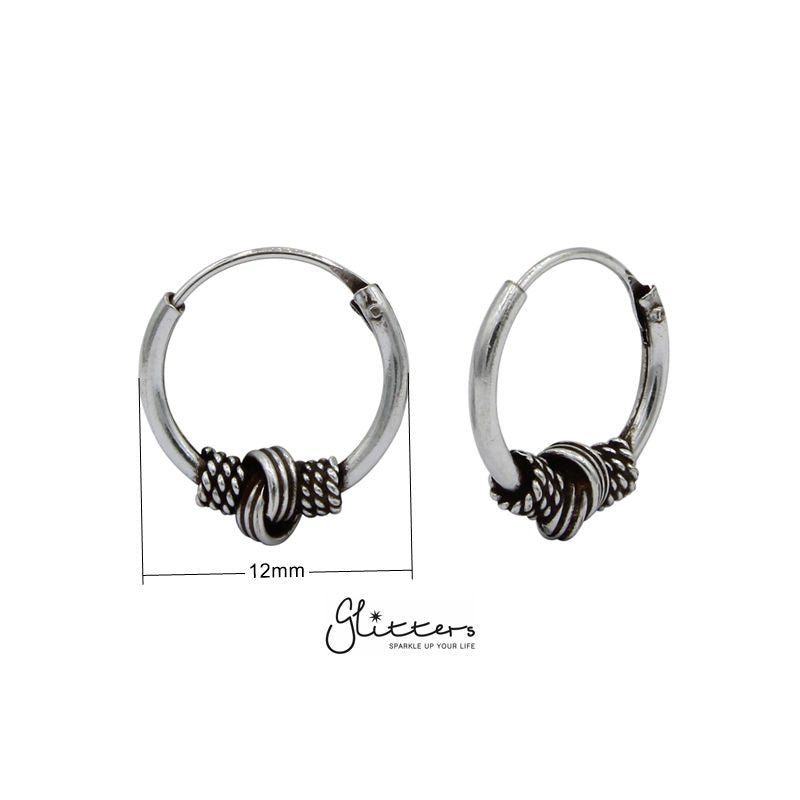 Sterling Silver Bali Hoop Sleeper Earrings - 12mm - SSE0239-earrings, Hoop Earrings, Jewellery, Women's Earrings, Women's Jewellery-SSE0239_new_a71abada-5925-4b89-a3d9-c6c1327054a2-Glitters