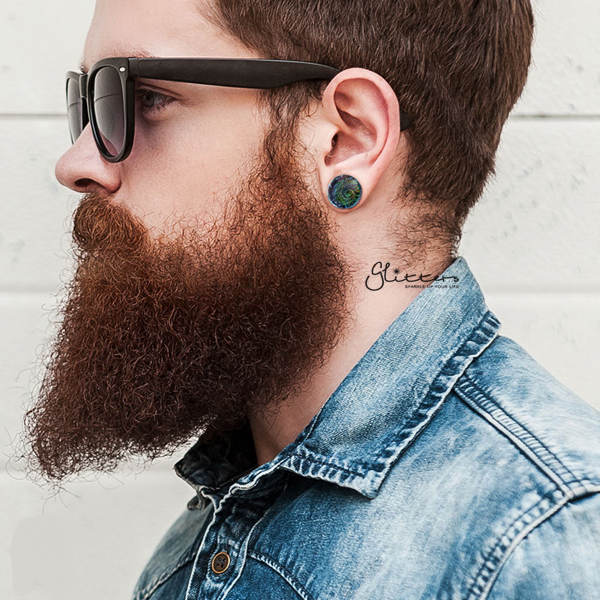 Dark Blue Galaxy Pyrex Glass Double Flared Plugs Dark Blue Galaxy Pyrex Glass Double Flared Plugs