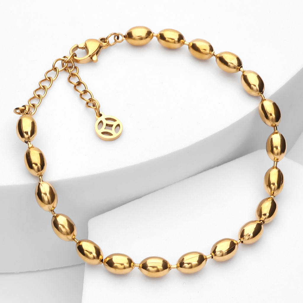 Stainless Steel Beads Women's Bracelet - Gold-Bracelets, Jewellery, New, Stainless Steel, Stainless Steel Bracelet, Women's Bracelet, Women's Jewellery-WB0007-G3_1-Glitters