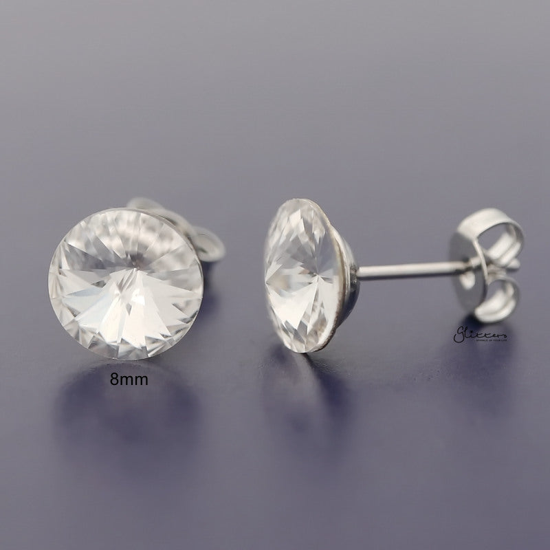 Round Crystal Stud Earrings - Clear-Crystal, earrings, Jewellery, Stud Earrings, Women's Earrings, Women's Jewellery-er0591-c2_800-Glitters