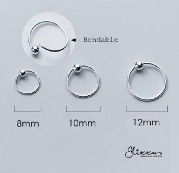 20GA Sterling Silver Bendable Nose Hoop Rings-Body Piercing Jewellery, Nose Piercing Jewellery, Nose Ring, Nose Studs, Tragus, Women's Earrings-ns0063-500-Glitters
