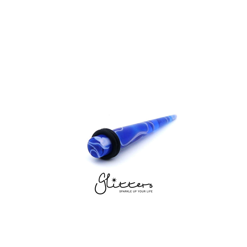 UV Acrylic Straight Marble Ear Stretchers-Blue-Body Piercing Jewellery, Ear Stretcher, Plug, Sale-pl0010_Blue-Glitters
