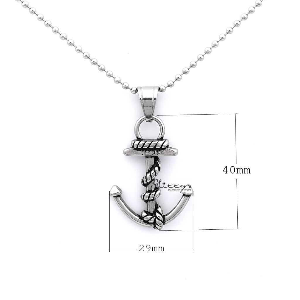 Stainless Steel Anchor and Rope Pendant-Jewellery, Men's Jewellery, Men's Necklace, Necklaces, Pendants, Stainless Steel, Stainless Steel Pendant-sp0256_1000-03_New-Glitters