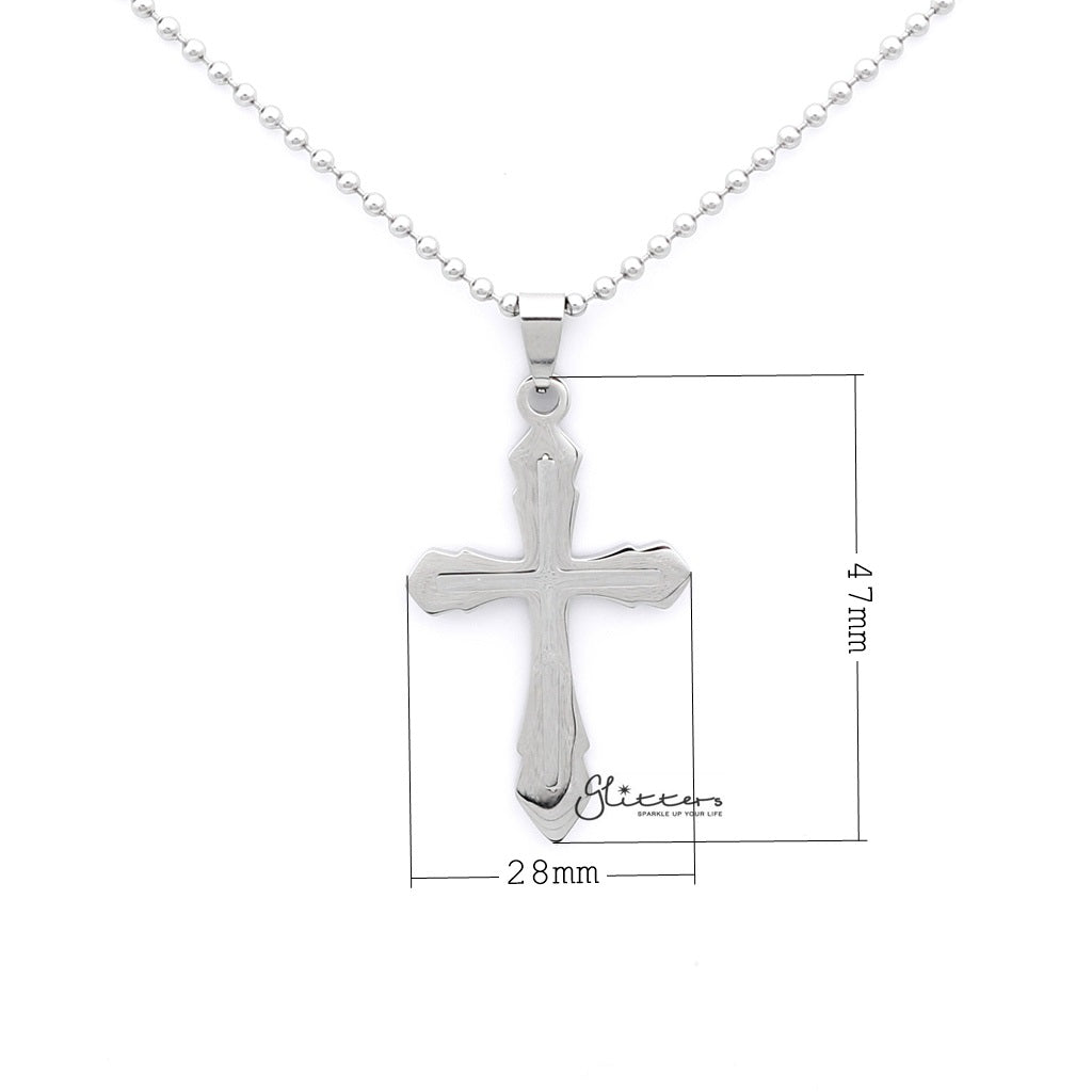 Stainless Steel Double Layer Cross Pendant-Jewellery, Men's Jewellery, Men's Necklace, necklace, Necklaces, Pendants, Stainless Steel, Stainless Steel Pendant-sp0265_1000-03_New-Glitters