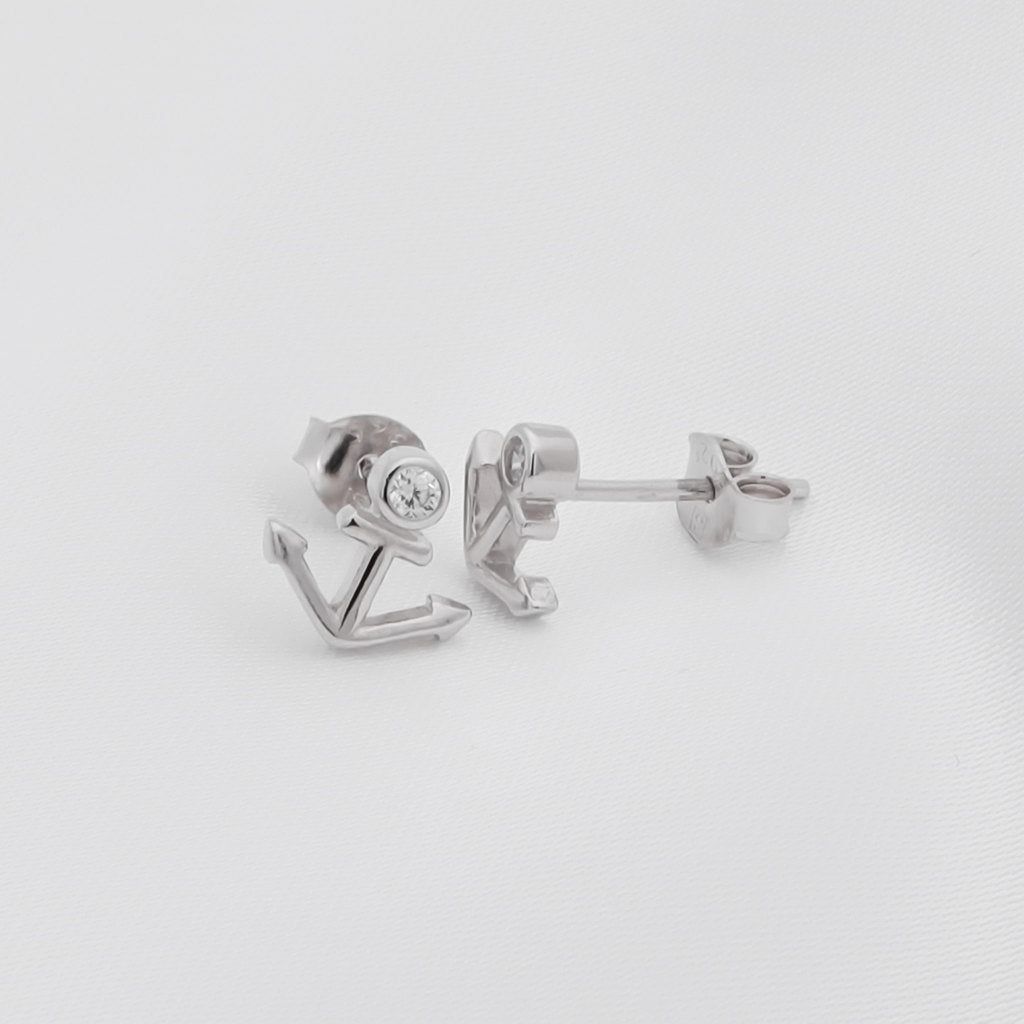 Sterling Silver Anchor Stud Earrings-earrings, Jewellery, Stud Earrings, Women's Earrings, Women's Jewellery-sse0181-2_1-Glitters