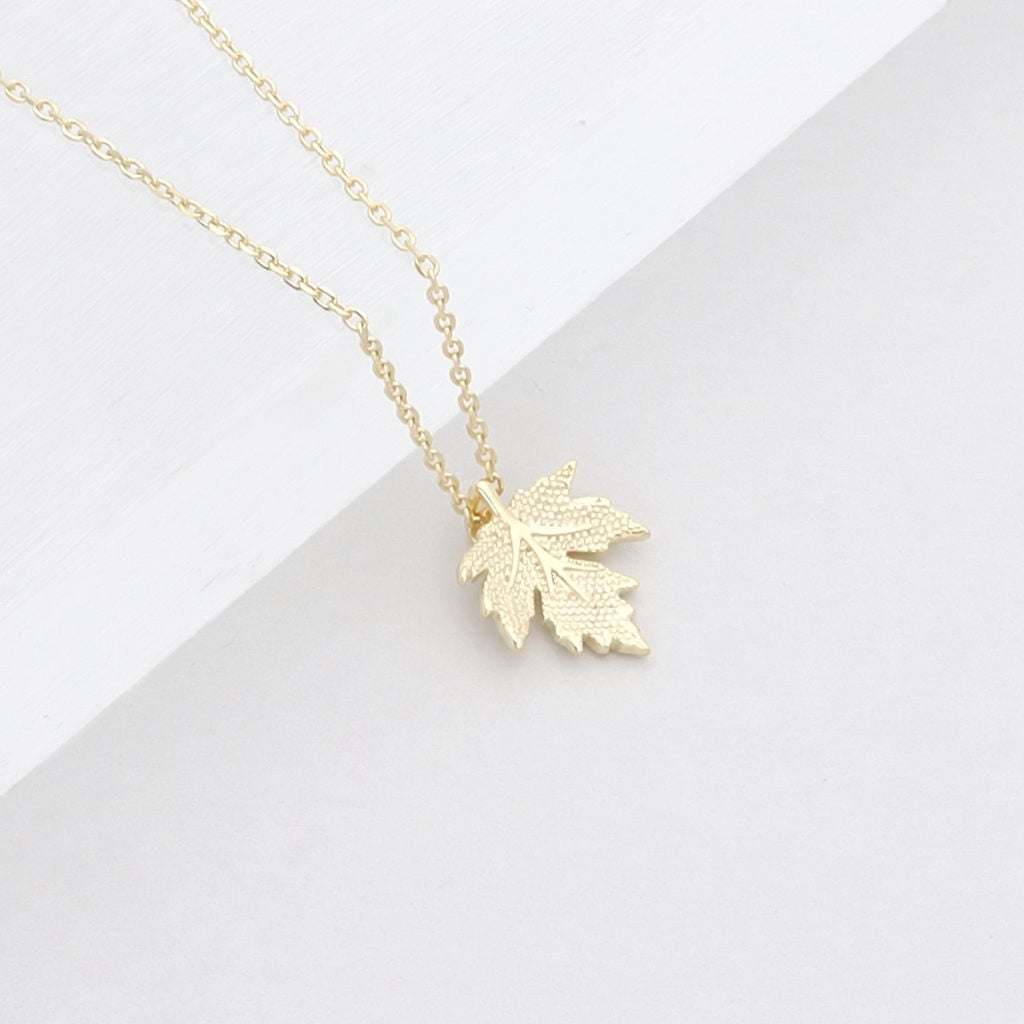 Sterling Silver Maple Leaf Necklace-Jewellery, Necklaces, New, Sterling Silver Necklaces, Women's Jewellery, Women's Necklace-ssp0184-g4_1-Glitters